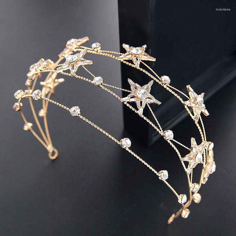 

Hair Clips 2023 Bride Tiara Handmade Headband Crown Star Rhinestone Accessories Exquisite Wedding Dress