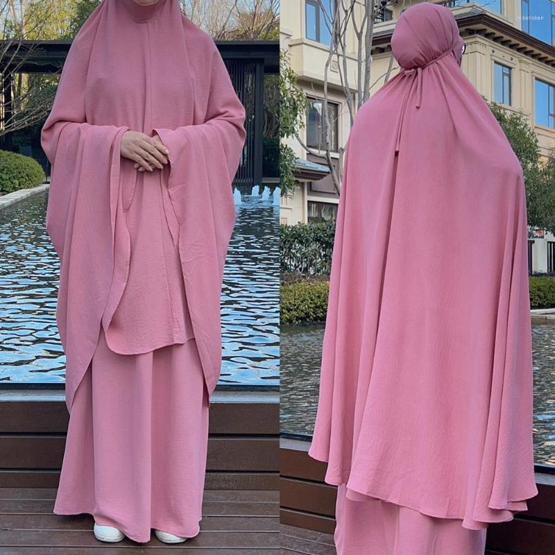 

Ethnic Clothing Hijabi Dress For Women 2023 Muslim Prayer Clothes Two Piece Ladies Khimar Set Eid Mubarak Kaftan Dubai Abaya Turkey Robe