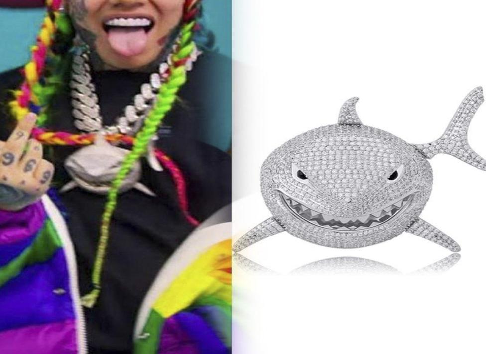 

Hip Hop Rapper Small Size 6ix9ine Shark Pendant Necklace 18K Gold Plated Mens Hip Hop Jewelry Gift7747125