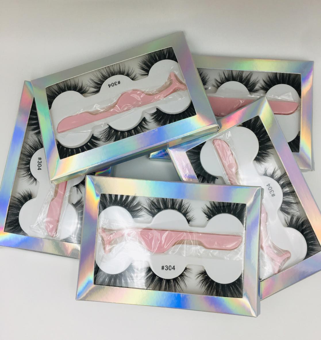 

False eyelash 3d mink lashes 3 pair lashes thick Faux 3D real mink eyelashes with tweezers in box 6styles2000243