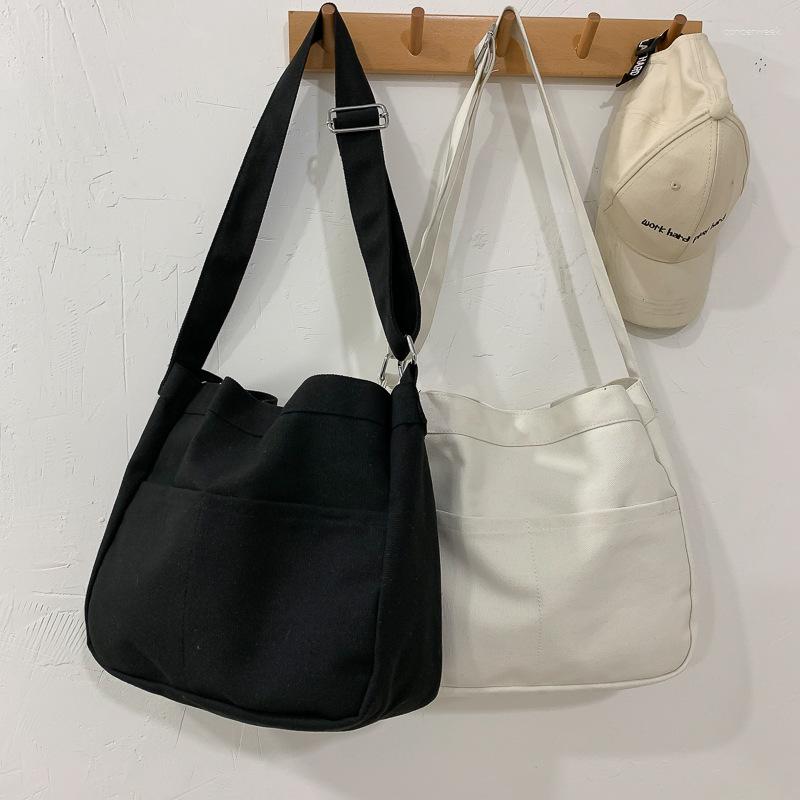 

Evening Bags Large Capacity Students Canvas Shoulder Female Handbags Korean Satchel Cotton Cloth Crossbody Bag Women 2023 School, Black