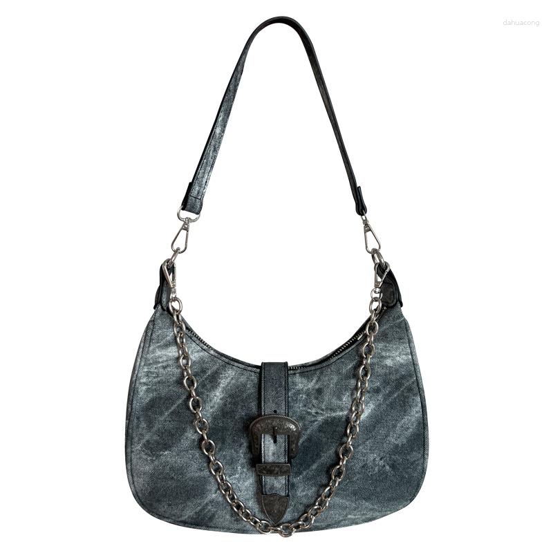 

Evening Bags Small Bag For Women High Quality Crescent Shoulder Leather Canvas Armpit Chain Handbag, Black