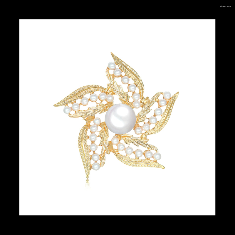 

Jewelry Pouches Fashion Imitation Pearl Flower Brooches For Women Wedding Bridal Party Round Bouquet Brooch Pin