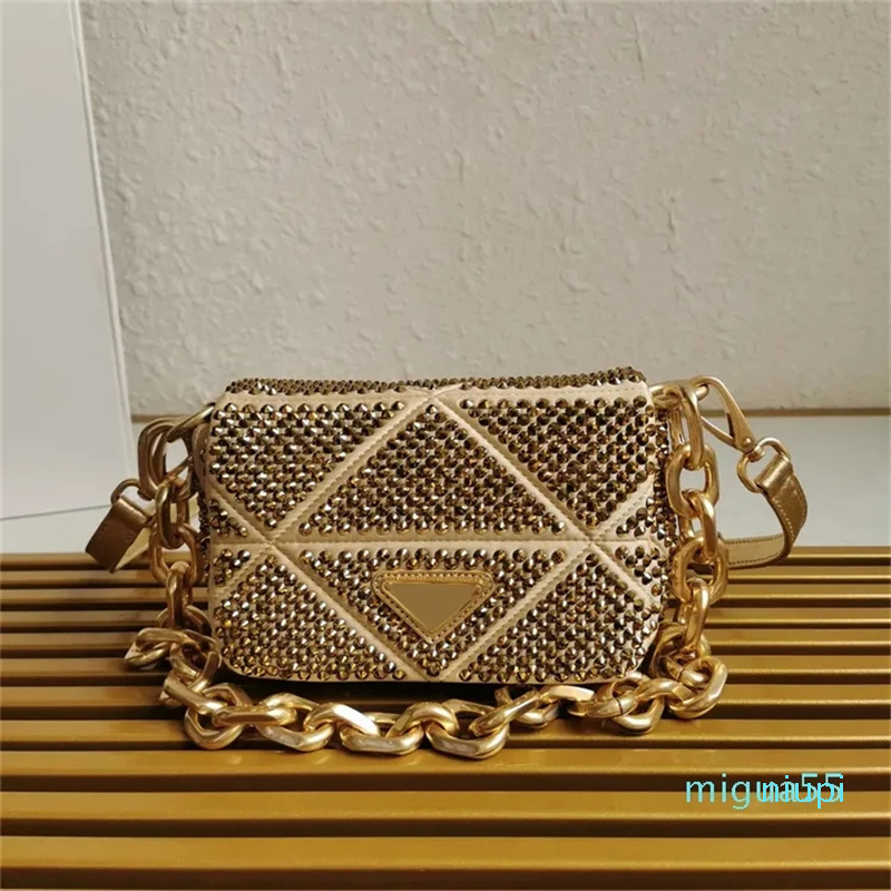 

designer's full diamond women's shoulder bag flap cross-body bag detachable shoulder strap wallet small crossbody bag handbags purses, Gold
