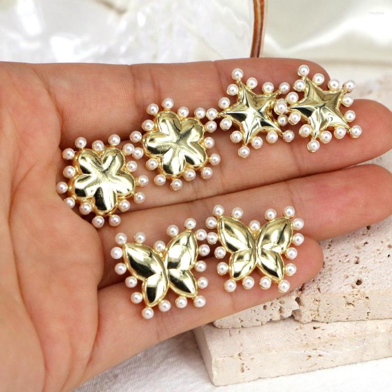 

Stud Earrings 5 Pairs Luxury Fashion Butterfly Pearl Shell Korean Ladies Golden Flower 2023 Star Jewelry