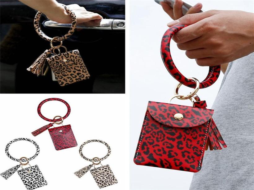 

Bangle Party Holder Bracelet Wristlet Keychain Bag Keyring Leopard Handbag 50pcs Credit Card Card With Tassel Bracelet Favor Walle4540735, Red