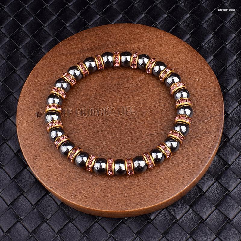 

Strand Beaded Strands Natural Hematite Beads Bracelets Men No-Magnetic Health Protection Women Jewelry Charm Crystal Stone Stretch & Bangles