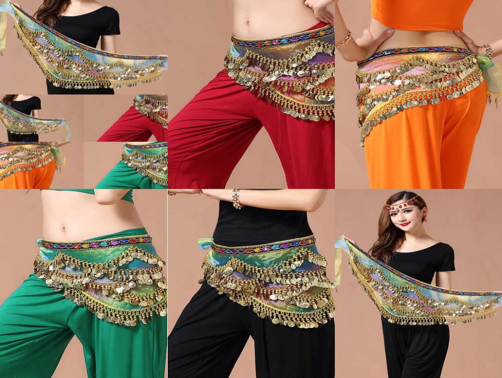 

Indian performance gradient hip scarf belly dance New beginner waist chain1712519