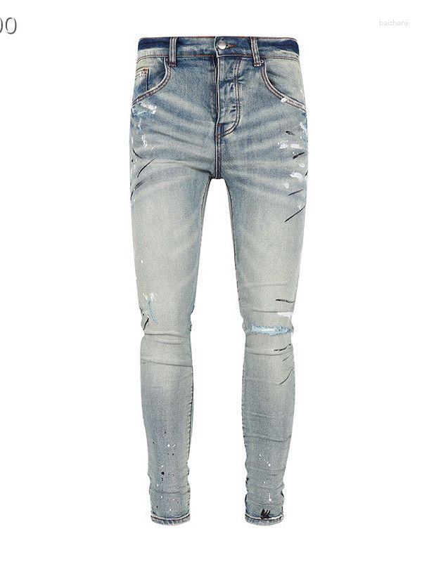 

Men's Jeans AL40789 Fashion Men's 2023 Runway Luxury European Design Party Style Clothing, Picture shown