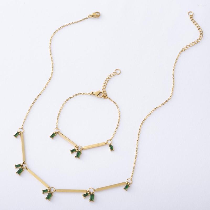 

Necklace Earrings Set LUIZADA 2023 May Women'S Stainless Steel Gem Pendant Item Exquisite Chain Jewelry Party Accessories Gift, Picture shown