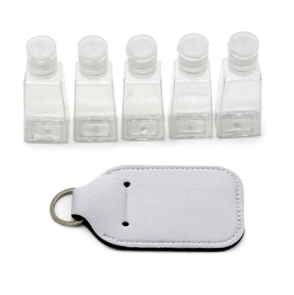 

10pcs Bottle Case Sublimation Blank Keychain 30ml Hand Bottle DIY Plain White Color Neoprene perfume bottles Bag Parts5288959