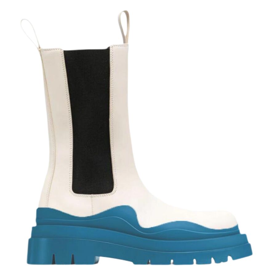 

White Women Man BOTTEGA boots luxury Tire Lean Leather Chelsea Women's booties Men Lug platform chunky shoes lady Knight low top boots designer boot 35--45 XXOXXX, Cearm+apple green soles