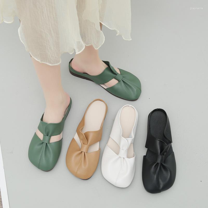 

Slippers Shoes Low Basic Rome Fabric PU Hoof Heels