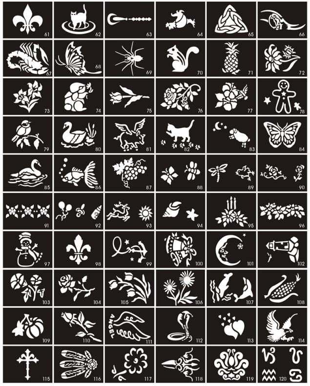 

Whole100pcslot Temporary Glitter Tattoo Stencils For Body Paint Airbrush Tattoo Stencils For Small Body Designs 1705145
