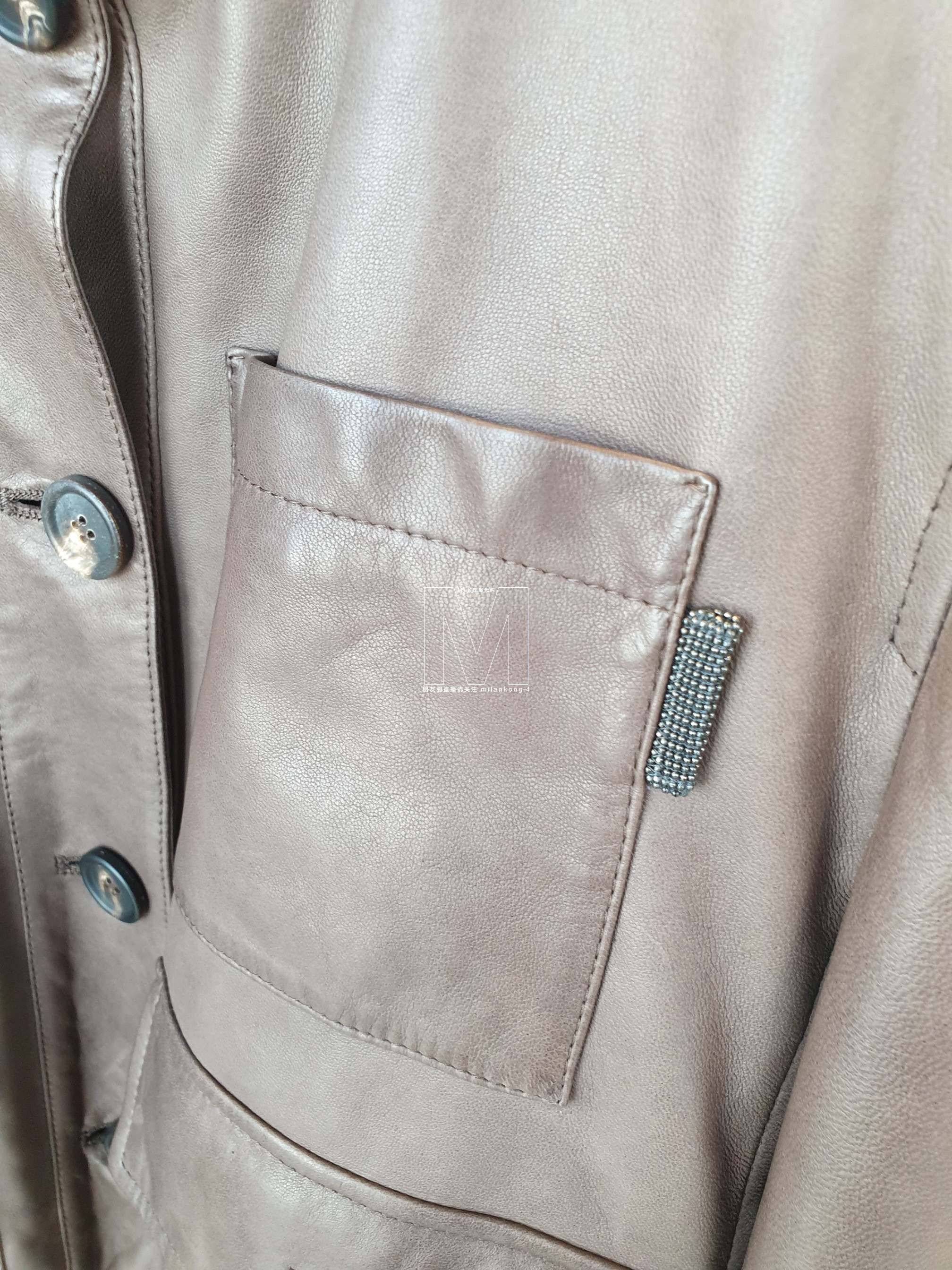 

Womens Leather Jackets Brunello Cucinelli Autumn Collar Single Breasted Long Sleeved Cowhide Coat, Brown