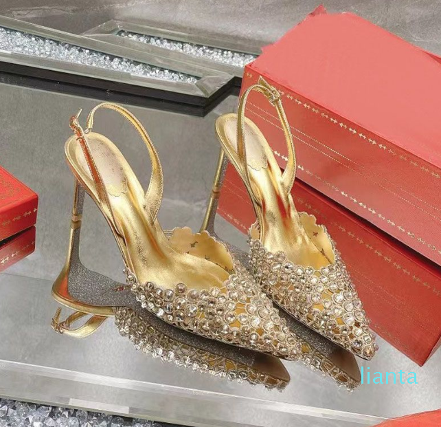 

designer sandal Evening shoes Rhinestone decoration 7.5cm Kitten Heel women's high heels luxury designer factory shoe With box, Blue