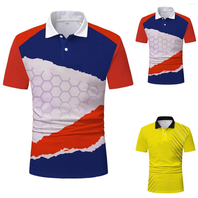 

Men's Casual Shirts Male Tops Summer Short Sleeve Turndown Neck Shirt Printed Top Super Comfy High Quality Fashionable Blouse Fast, Yellow