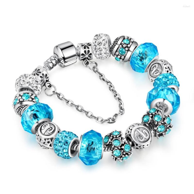 

Link Bracelets MELIHE Crystal Glazed Alloy Large Hole Bead BraceletSBR190425