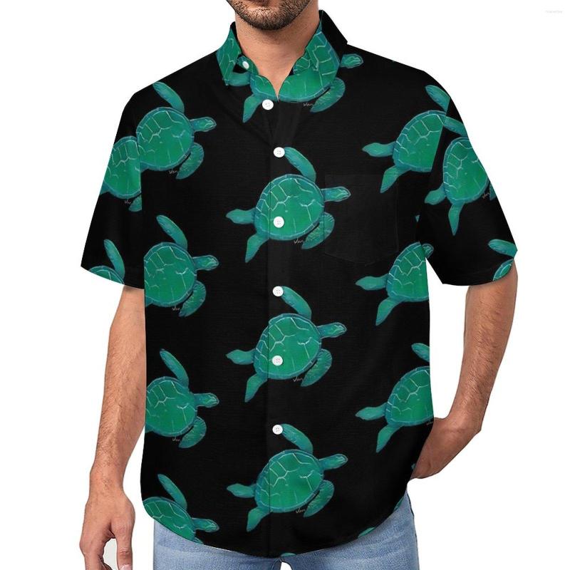 

Men's Casual Shirts Sea Turtle Painting Loose Shirt Men Beach Cute Animal Print Hawaii Graphic Short-Sleeve Vintage Oversized Blouses, Style-13