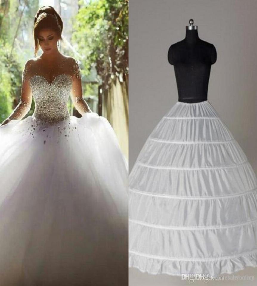 

2019 Cheap Ball Gown 6 Hoops Petticoat Wedding Slip Crinoline Bridal Underskirt Layes Slip 6 Hoop Skirt Crinoline For Quinceanera 9351536, White