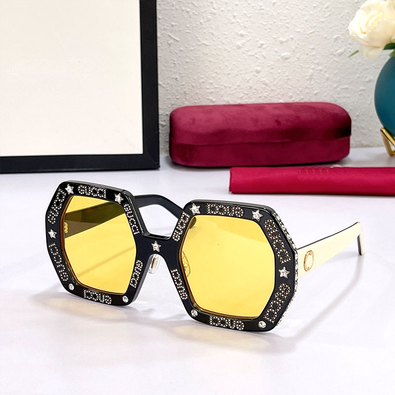 

New fashion sunglasses for women full of stars and diamonds GG0772S Polygonal diamond UV400 protective retro full-frame glasses with glasses case