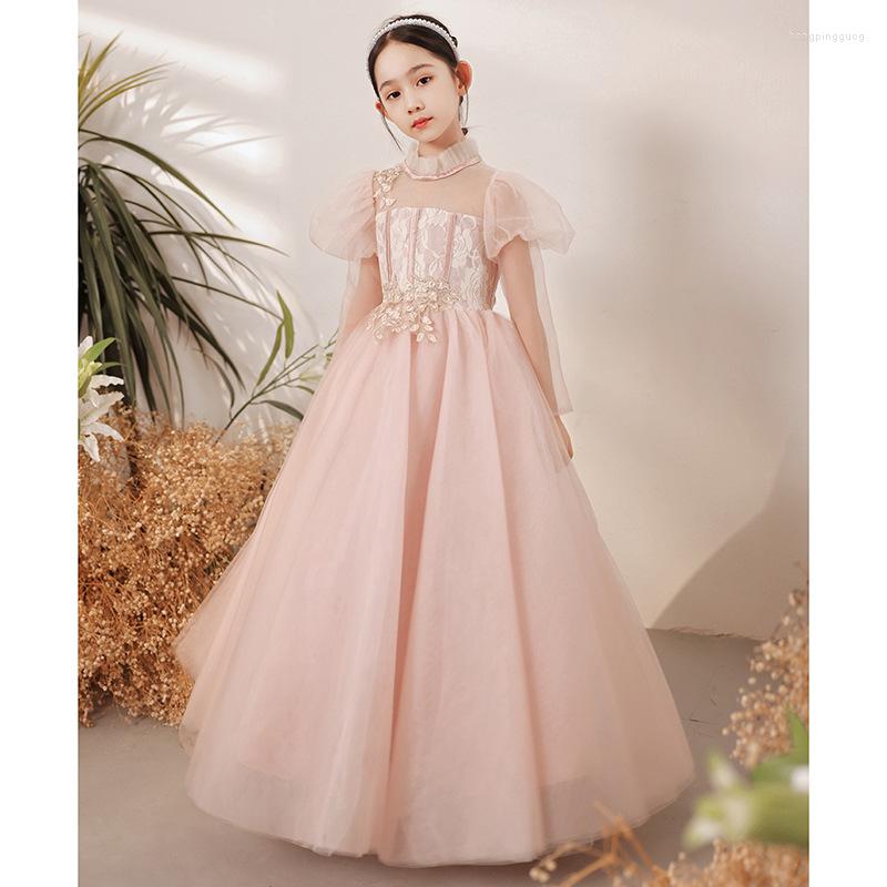 

Ethnic Clothing Autumn Girl Pink Fairy Tulle Evening Dress Long Sleeve Costume Kids Birthday Party Princess Clothes