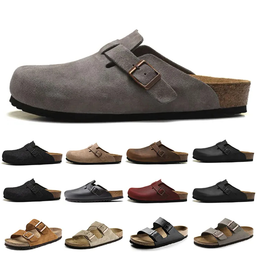 

Luxurys Designers Boston new leather bag head pull cork slippers female male summer anti-skid slippers lazy shoes lovers beach shoes