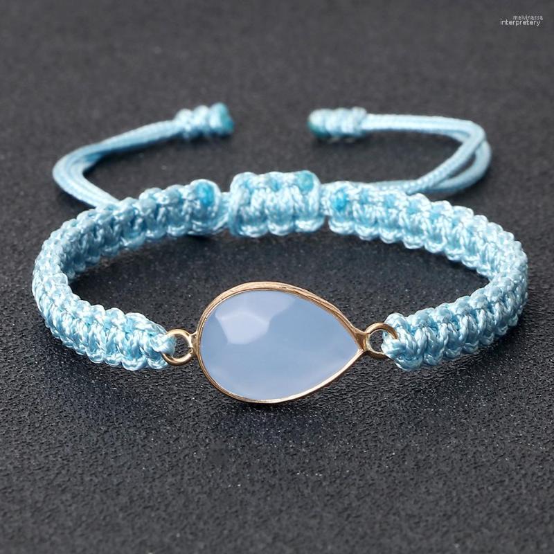 

Strand Fashion Girl Jewelry Gifts Handmade Rope Buddha Charm Bracelets For Women Blue Natural Stone Friend Bangles Pulseira