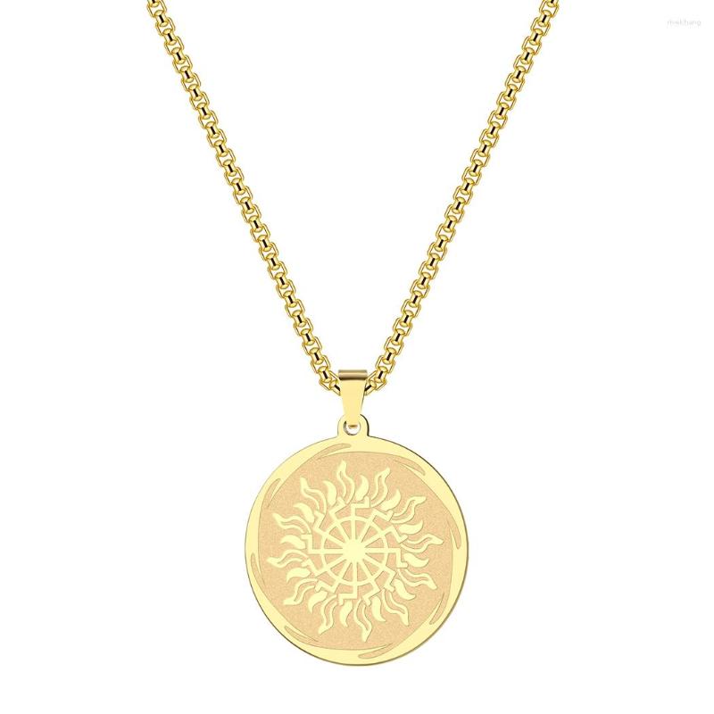 

Pendant Necklaces Viking Sun And Wheel Medallion Stainless Steel Necklace Gift Giving Party For Men Women