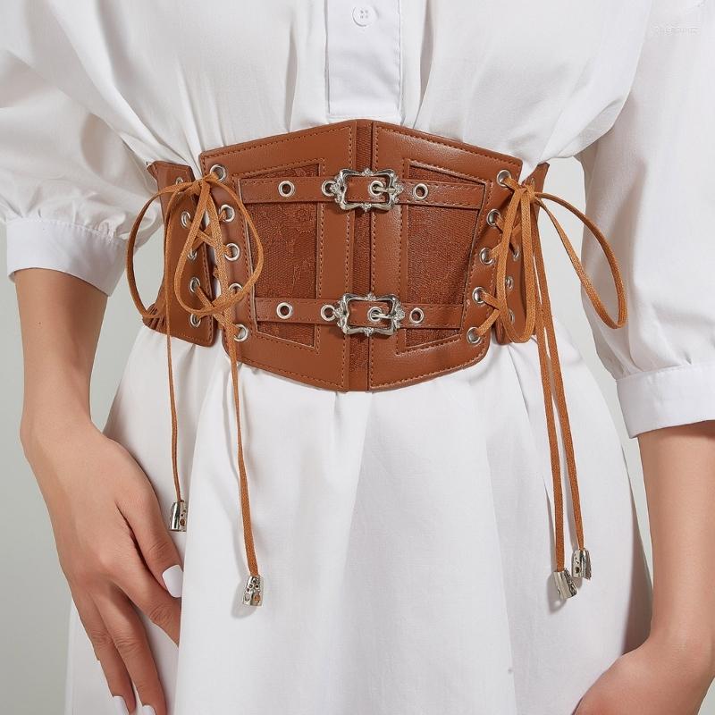 

Belts Corset With Lace Floral Pattern Adjustable Cummerbunds For Women Banquet Elastic Tight High Waist Slimming Body Belt, For camel