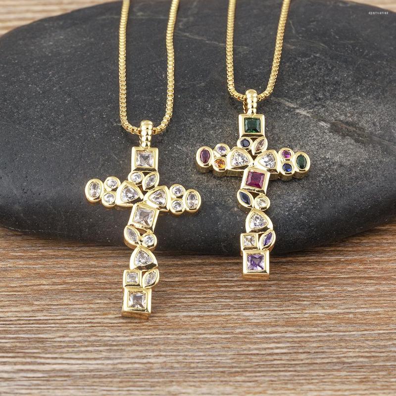 

Chains AIBEF Cross Simple Geometric Rhinestone Pendant Copper CZ Exquisite Necklace Accessories Gift Daily Wear Pray Religious Jewelry