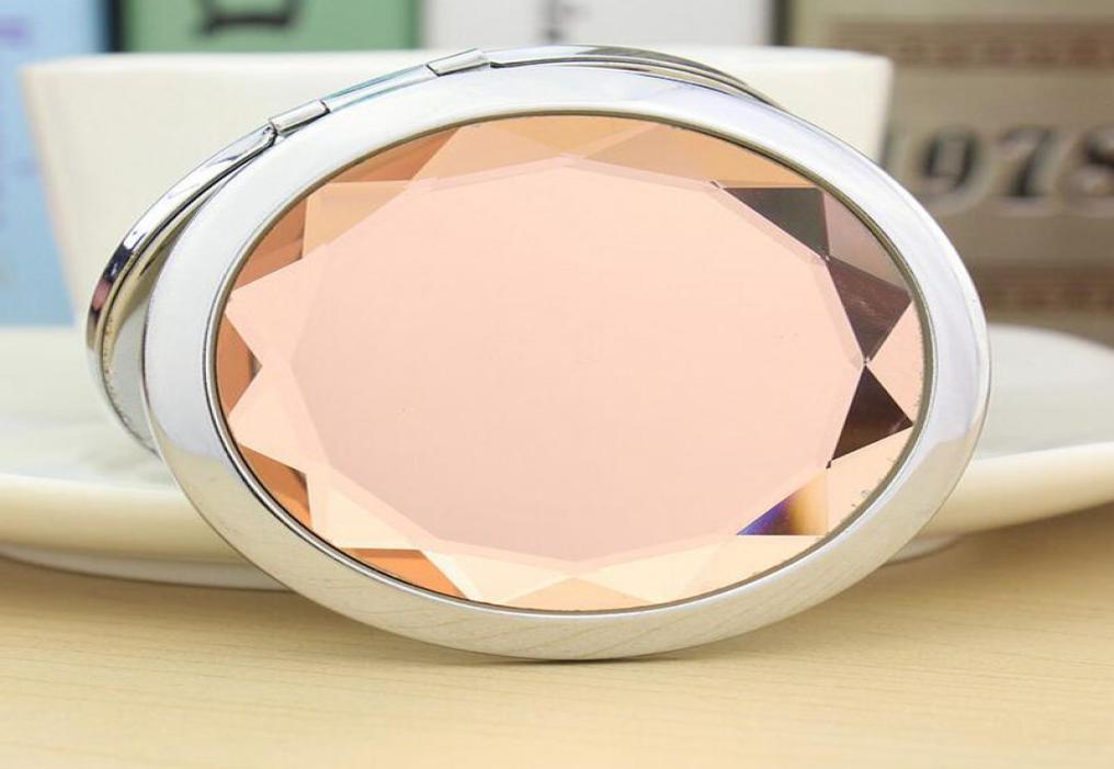 

2016 new Engraved Cosmetic Compact Mirror Crystal Magnifying Make Up Mirror Wedding Gift 10colors Makeup Tools4766620