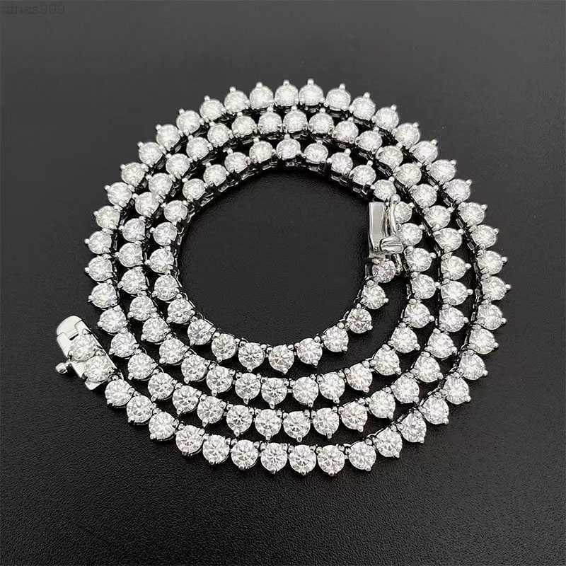 

Hip Hop Fashion Necklace Tennis Chain 3mm 925 Silver Moissanite Tennis Chain for Men