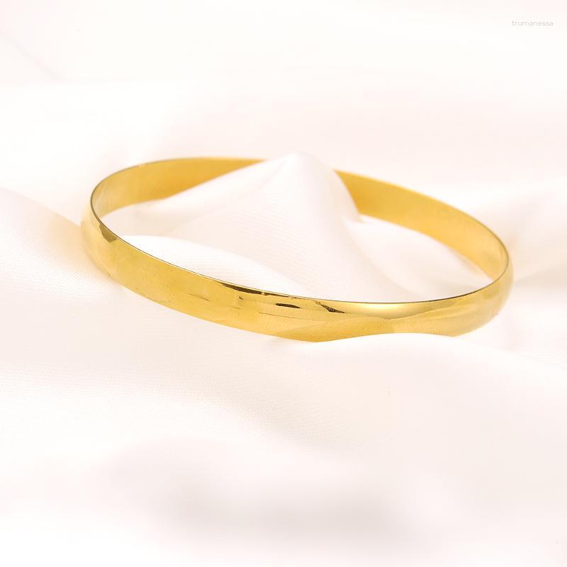 

Bangle Simple Style Solid Smooth Bracelet Yellow Gold Filled Womens Closed Jewelry Classic Gift Raym22