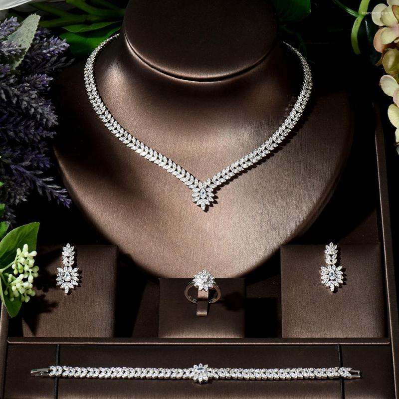 

Necklace Earrings Set Fashion African Bridal For Women Wedding Cubic Zirconia Crystal Dubai Jewelry Party Gifts Bijoux N-1839, Picture shown