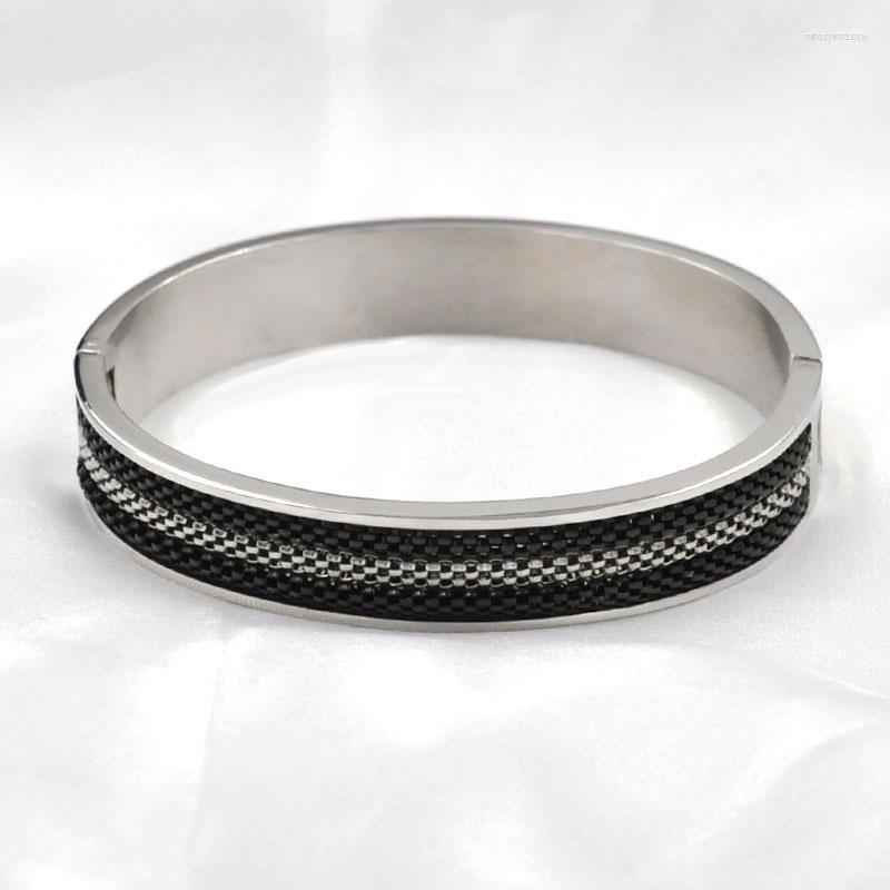 

Bangle Punk Bangles Stainless Steel Jewelry For Women Charm Cuff Bracelets Silver Black Color Fashion Accessories Men Bijoux