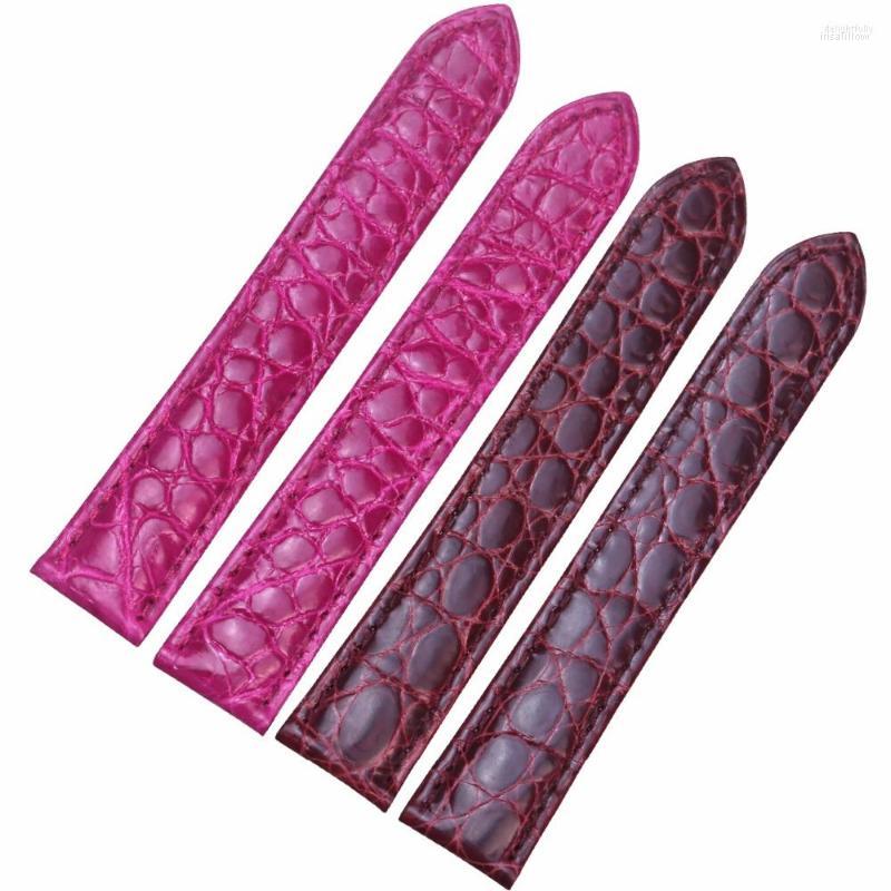 

Watch Bands Pesno Crocodile Leather Round Grain Band 17mm Rosy Burgundy Women Accessories Suitable For Rontond