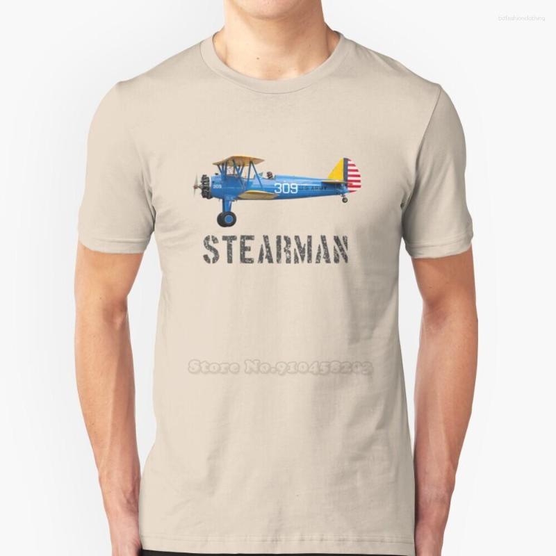 

Men's T Shirts Stearman 309 Short-Sleeved T-Shirt Harajuku Hip-Hop Tee Tops Open Cockpit Biplane Army Bi Plane Wwii World, Mtee-sky blue