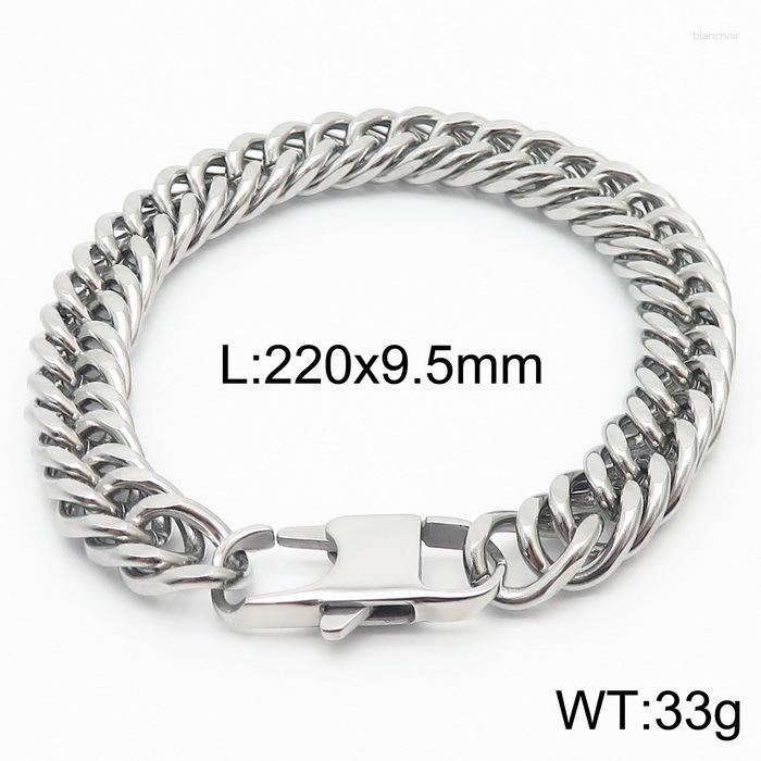 

Link Bracelets 9.5mm 8.66inch Mens Strong Bracelet Stainless Steel Cuban Chain Suitable For Men Dad Boyfriend Husband