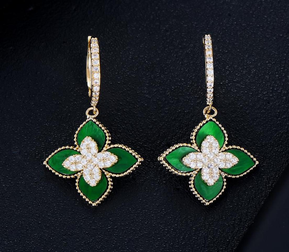 

Dangle Chandelier GODKI Luxury Green Brazilian Earrings For Women Trendy Cubic Zircon Wedding Engagement Party Brazil Gift9413412