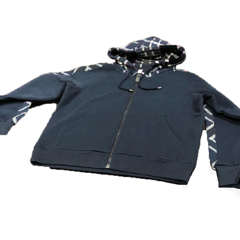 

SS23 Hoody designer Men hoodie tide brand burb hooded full zip Up classicplaid stitching loose pullover Men Women Hoodies Fashion Cotton Jacket, Gray