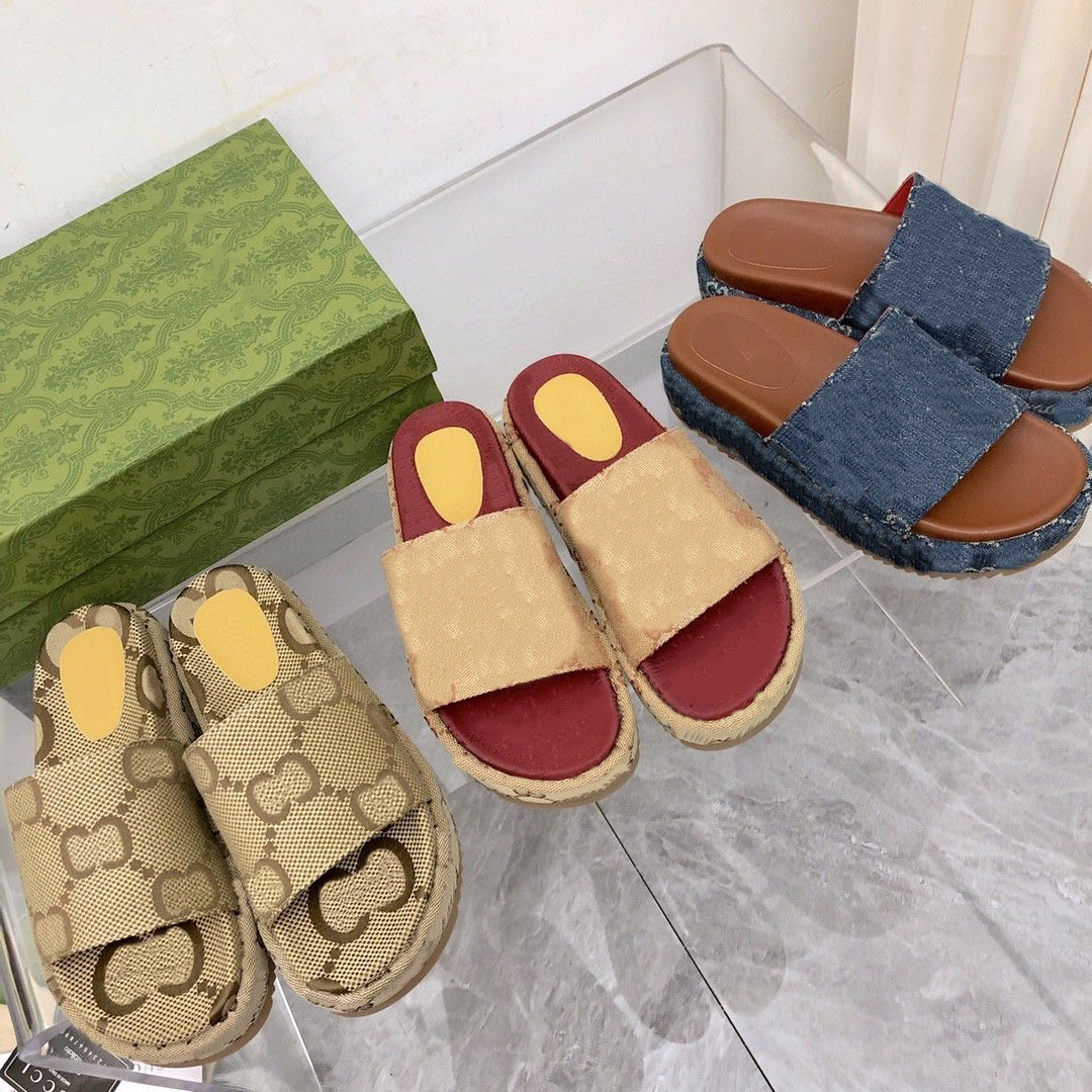 

Designer slippers colorful women's platform fashion sandals medium heel 55mm canvas strap sandals 36-42, #22