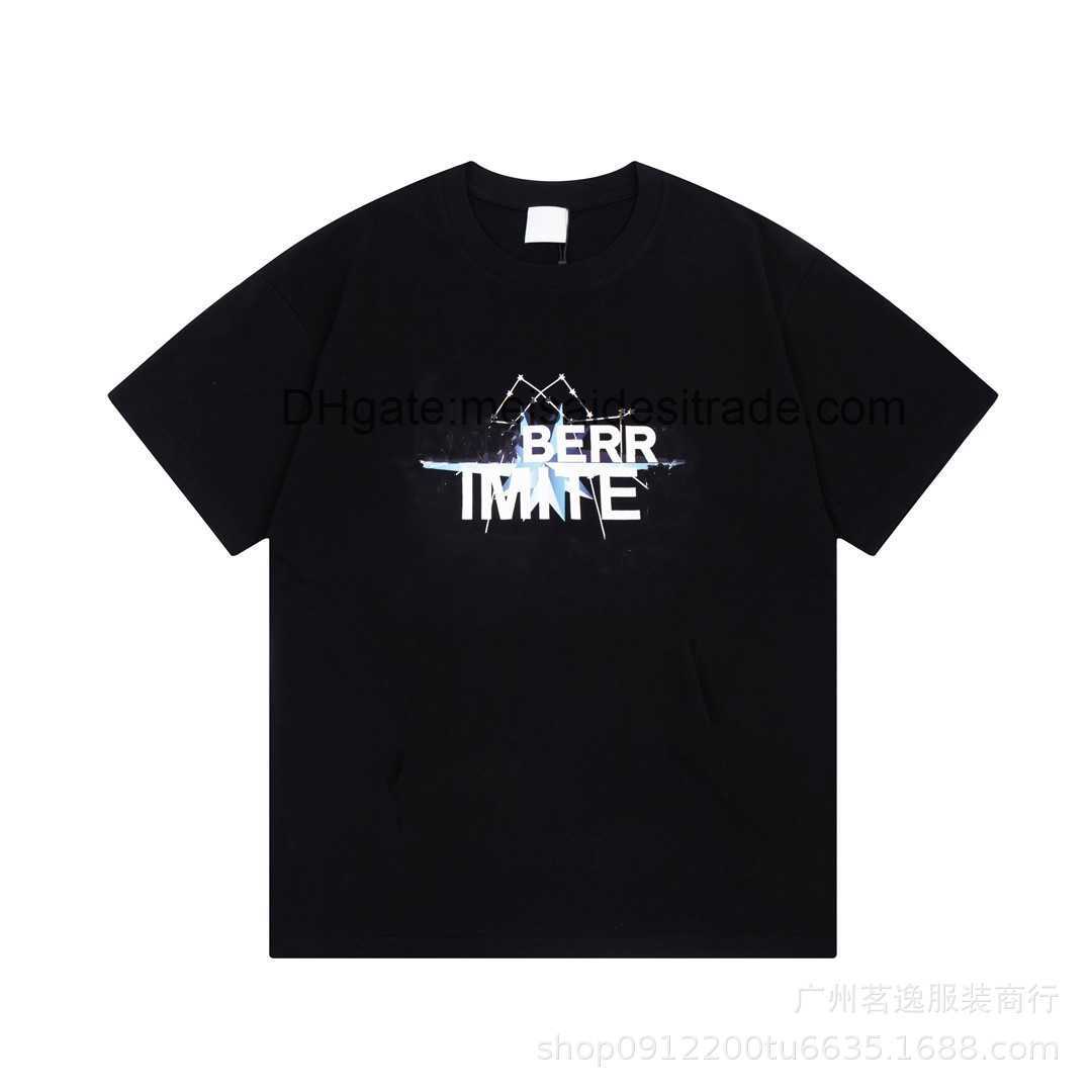 

AAAAA Designer Luxury T-shirt Bur Brand Correct BU Home Starry Sky Letter Printed T-shirt High Street Casual Versatile Couple, Black