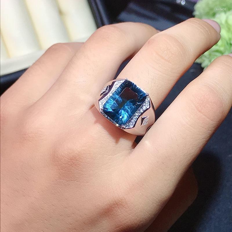 

Cluster Rings Real S925 Pure Silver Men's Ring With Topaz Noble And Elegant Gift For Boyfriend