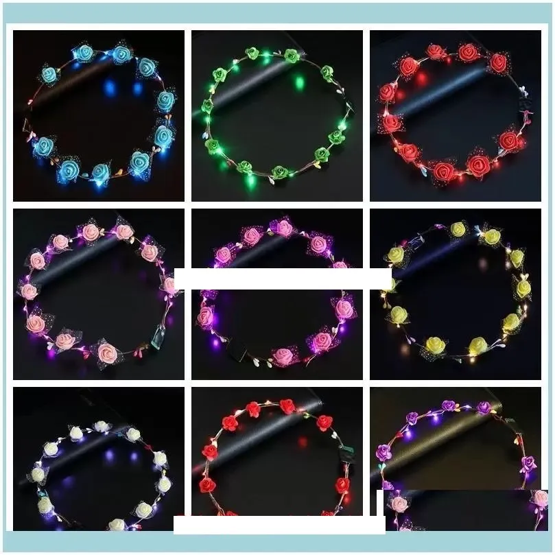 

Other Aessoriesflashing Led Hairbands Strings Glow Flower Crown Headbands Light Party Rave Floral Garland Luminous Wreath