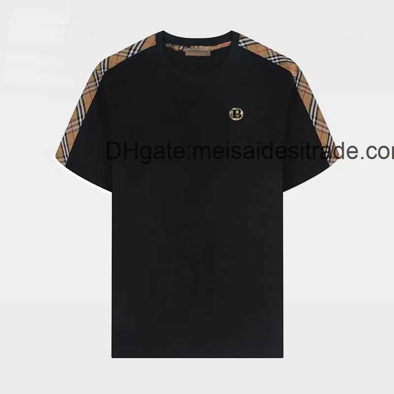 

AAAAA Designer Luxury T-shirt Bur Brand Summer Checker Panel Wash Short Sleeve T-shirt Men' Fashion Brand Loose Versatile Summer Round Neck T-shirt, White