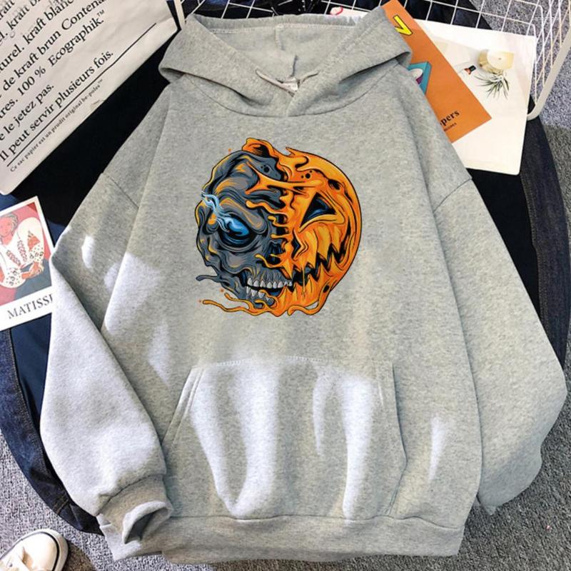 

Men's Hoodies Halloween Cartoon Creative Hoodie Male Fashion Oversize Streetwear Pullover Autumn Fleece Sweatshirt Loose Y2K Women Men, White