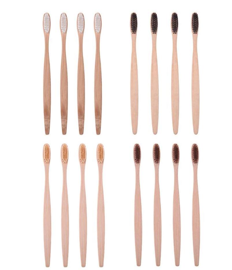 

Bamboo Handle toothbrush ecofriendly soft bristle dental brush adult medium Cleaning oral care wooden tooth brush 4 Colors9607551