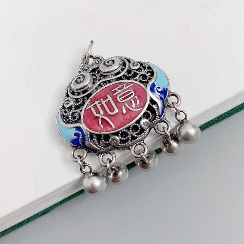 

Pendant Necklaces LH Ruyi Pink Tassel Lock Women's Vintage Simple Hollow Out Necklace Bone Chain Antique Ornament