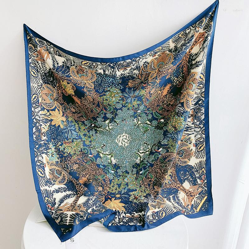 

Scarves Fashion Shawls Wraps Bandana Head Hijab Scarf For Women Twill Silk Neck 90CM Square Kerchief Floral Print Headband